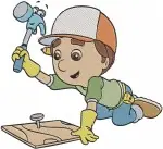 Handy Manny And Tools - Turner Screwdriver - Pat Hammer - Manny Building Birdhouse - Teamwork - Filled Embroidery Design - 3220