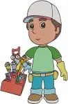 Handy Manny And His Talking Tools - Manny With Toolbox And Guitar - Felipe Pat Turner Squeeze - Helper - Filled Embroidery Design - 3222