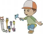 Handy Manny And His Talking Tools - Manny With Toolbox And Guitar - Felipe Pat Turner Squeeze - Helper - Filled Embroidery Design - 3224