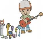 Handy Manny And His Talking Tools - Manny With Toolbox And Guitar - Felipe Pat Turner Squeeze - Helper - Filled Embroidery Design - 3225