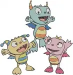 Henry Hugglemonster - Henry Running - Summer And Cobby Playing - Ivor And Monster Friends - Playful - Filled Embroidery Design - 3239