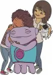Home Adventures - Oh Boov And Tip Tucci Hugging - Lucy Tucci - Pig The Cat - Hewarming Moments - Filled Embroidery Design - 3255