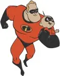 The Incredibles - Mr Incredible Bob Parr - Superhero Strongman Poses - Disney Pixar Character - Filled Embroidery Design - 3260