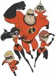 The Incredibles Family - Mr Incredible - Elastigirl Helen Parr - Violet - Dash - Superhero Team - Filled Embroidery Design - 3264