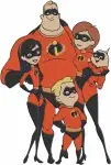 The Incredibles Family - Mr Incredible - Elastigirl Helen Parr - Violet - Dash - Superhero Team - Filled Embroidery Design - 3265