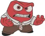 Disney Pixar Inside Out Anger Emotion Character Furious Red Fiery Poses Collection - Filled Embroidery Design - 3282