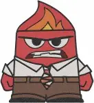 Disney Pixar Inside Out Anger Emotion Character Furious Red Fiery Poses Collection - Filled Embroidery Design - 3285