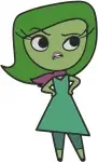 Disney Pixar Inside Out Disgust Emotion Green Character Sassy Poses Fear Anxious Designs - Filled Embroidery Design - 3296