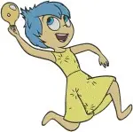 Disney Pixar Inside Out Fear Emotion Purple Character Joy Yellow Happy Poses - Filled Embroidery Design - 3301