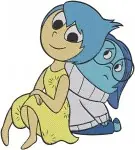 Disney Pixar Inside Out Joy And Sadness Emotion Friends Helping Comforting - Filled Embroidery Design - 3314