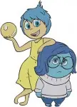 Disney Pixar Inside Out Joy And Sadness Emotion Friends Helping Comforting - Filled Embroidery Design - 3315