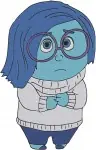 Disney Pixar Inside Out Sadness Emotion Blue Character Crying Lying Down Designs - Filled Embroidery Design - 3325