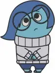 Disney Pixar Inside Out Sadness Emotion Character Blue Melancholy Poses Hugging - Filled Embroidery Design - 3327