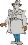 Inspector Gadget Detective Holding Blank Sign Pondering Classic Coon Set - Filled Embroidery Design - 3334
