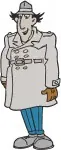 Inspector Gadget Detective Holding Blank Sign Pondering Classic Coon Set - Filled Embroidery Design - 3335
