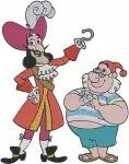 Disney Jake Never Land Pirates Captain Hook And Smee Villain Sidekick Duo - Filled Embroidery Design - 3342