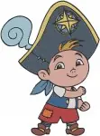 Disney Jake Never Land Pirates Jake With Spyglass Captain Hat Adventure Kid - Filled Embroidery Design - 3352