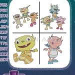 Henry Hugglemonster - Henry Running - Summer And Cobby Playing - Ivor And Monster Friends - Playful - Filled Embroidery Design - Instant Download