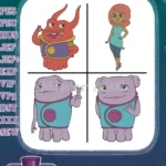 Home Adventures With Tip And Oh - Oh The Boov Alien - Tip Tucci Human Friend - Character Poses - Filled Embroidery Design - Instant Download
