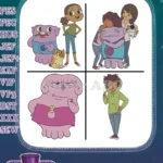 Home Adventures - Oh Boov And Tip Tucci Hugging - Lucy Tucci - Pig The Cat - Hewarming Moments - Filled Embroidery Design - Instant Download