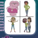 Home Adventures - Tip Tucci - Lucy Tucci Mother Daughter Hug - Oh The Boov Pink Shirt - Character Set - Filled Embroidery Design - Instant Download