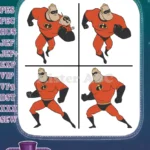 The Incredibles - Mr Incredible Bob Parr - Superhero Strongman Poses - Disney Pixar Character - Filled Embroidery Design - Instant Download