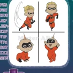 The Incredibles - Dash Parr Super Speed - Jack Jack Parr Baby Powers - Young Heroes - Filled Embroidery Design - Instant Download