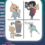 The Incredibles - Jack Jack Baby And Raccoon Fight - Edna Mode Selfie - Frozone Ice Power - Pixar - Filled Embroidery Design - Instant Download