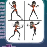 Disney Pixar Incredibles Elastigirl Mrs Incredible Flexible Heroine Fighting Stance Set - Filled Embroidery Design - Instant Download