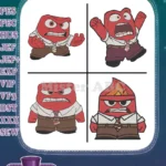 Disney Pixar Inside Out Anger Emotion Character Furious Red Fiery Poses Collection - Filled Embroidery Design - Instant Download