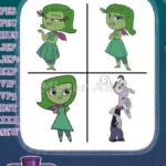 Disney Pixar Inside Out Disgust Emotion Green Character Sassy Poses Fear Anxious Designs - Filled Embroidery Design - Instant Download