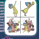 Disney Pixar Inside Out Joy Bing Bong Sadness Emotions Group Interactions Set - Filled Embroidery Design - Instant Download