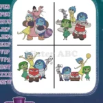 Disney Pixar Inside Out All Emotions Joy Sadness Anger Fear Disgust Bing Bong Group Collection - Filled Embroidery Design - Instant Download