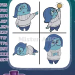 Disney Pixar Inside Out Sadness Emotion Blue Character Crying Lying Down Designs - Filled Embroidery Design - Instant Download