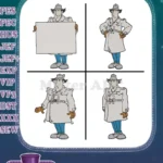 Inspector Gadget Detective Holding Blank Sign Pondering Classic Coon Set - Filled Embroidery Design - Instant Download