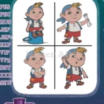 Disney Jake Never Land Pirates Jake Young Pirate Leader Map Treasure Poses Designs - Filled Embroidery Design - Instant Download
