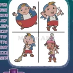 Disney Jake Never Land Pirates Cubby With Map Jake Sweeping Izzy Pirate Kids Bundle - Filled Embroidery Design - Instant Download
