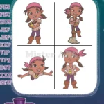 Disney Jake Never Land Pirates Izzy Girl Pirate Pixie Dust Flying Poses Set - Filled Embroidery Design - Instant Download