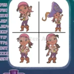 Disney Jake Never Land Pirates Izzy With Pixie Dust Genie Character Adventure Collection - Filled Embroidery Design - Instant Download