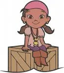 Disney Jake Never Land Pirates Izzy On Barrel Cubby Sleeping Genie Pirate Girls - Filled Embroidery Design - 3369