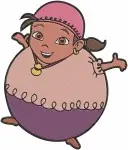 Disney Jake Never Land Pirates Izzy On Barrel Cubby Sleeping Genie Pirate Girls - Filled Embroidery Design - 3370