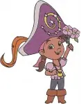 Disney Jake Never Land Pirates Izzy On Barrel Cubby Sleeping Genie Pirate Girls - Filled Embroidery Design - 3371