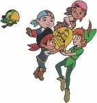 Disney Jake Never Land Pirates Jake Izzy Cubby Smee Skully Group Adventures Designs - Filled Embroidery Design - 3377