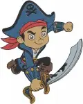 Disney Jake Never Land Pirates Jake Swashbuckling Pirate Action Poses Sword - Filled Embroidery Design - 3381