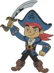 Disney Jake Never Land Pirates Jake Swashbuckling Pirate Action Poses Sword - Filled Embroidery Design - 3382