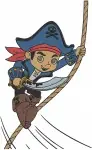 Disney Jake Never Land Pirates Jake Cubby Swinging On Rope Pirate Adventures Bundle - Filled Embroidery Design - 3387