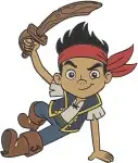 Disney Jake Never Land Pirates Jake With Sword Treasure Chest Spyglass Action Set - Filled Embroidery Design - 3388