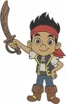 Jake And The Never Land Pirates Jake Various Action Poses With Sword Spyglass - Filled Embroidery Design - 3403