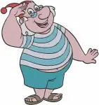 Jake And The Never Land Pirates Mr Smee Various Poses With Paintbrush Character - Filled Embroidery Design - 3407