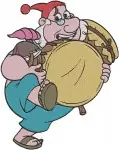 Jake And The Never Land Pirates Mr Smee Playing Drums With Presents Floating - Filled Embroidery Design - 3411